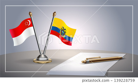 Small national flag of Singapore and Ecuador flag Relation, Template Vector Illustration 139228759