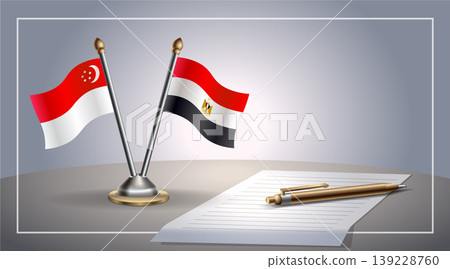 Small national flag of Singapore and EGYPT flag Relation, Template Vector Illustration 139228760