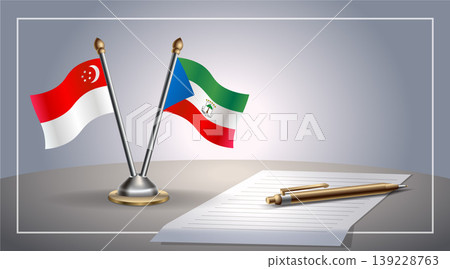 Small national flag of Singapore and Equatorial Guinea flag Relation, Template Vector Illustration 139228763