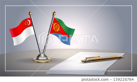 Small national flag of Singapore and Eritrea flag Relation, Template Vector Illustration 139228764