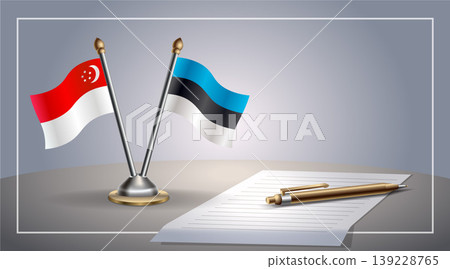 Small national flag of Singapore and Estonia flag Relation, Template Vector Illustration 139228765