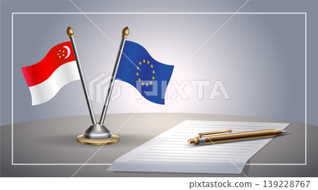 Small national flag of Singapore and European Union flag Relation, Template Vector Illustration Small national flag of Singapore and European Union flag Relation, Template Vector Illustration 139228767