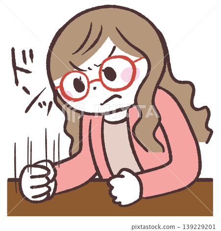 Illustration of a woman banging on a table Illustration of a woman banging on a table 139229201