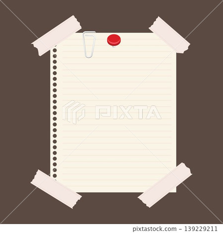paper note,tape,clips and pin vector element design template 139229211