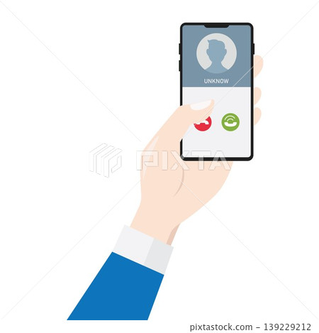 hand holding smartphone, and there is an unknown call coming in, vector illustration element design 139229212