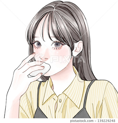 一位女士正在吃大福(年糕)。 一位女士正在吃大福(年糕)。 139229248
