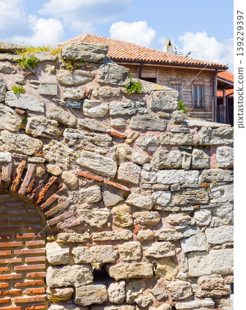 Historic masonry detail of ruins in Nessebar Historic masonry detail of ruins in Nessebar 139229397