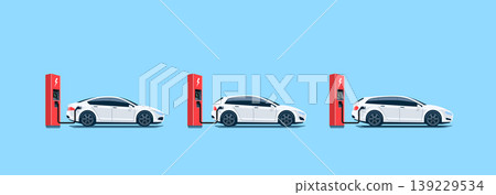 Electric Cars Charging at the Charging Station 139229534