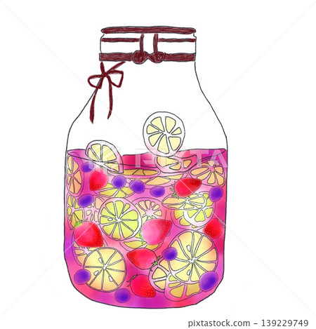 Hand-drawn illustration of bottled fruit juice, watercolor style. Hand-drawn illustration of bottled fruit juice, watercolor style. 139229749