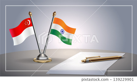Small national flag of Singapore and India flag Relation, Template Vector Illustration Small national flag of Singapore and India flag Relation, Template Vector Illustration 139229901