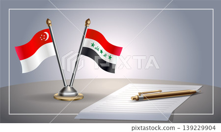 Small national flag of Singapore and Iraq flag Relation, Template Vector Illustration 139229904