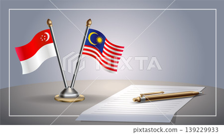 Small national flag of Singapore and Malaysia flag Relation, Template Vector Illustration Small national flag of Singapore and Malaysia flag Relation, Template Vector Illustration 139229933