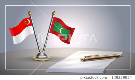 Small national flag of Singapore and Maldives flag Relation, Template Vector Illustration Small national flag of Singapore and Maldives flag Relation, Template Vector Illustration 139229934