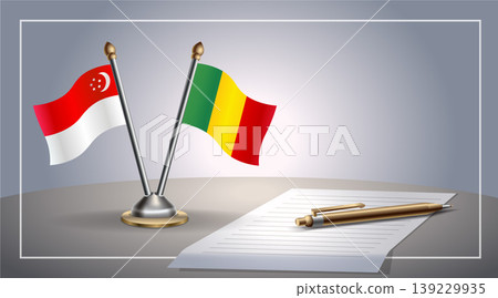 Small national flag of Singapore and Mali flag Relation, Template Vector Illustration Small national flag of Singapore and Mali flag Relation, Template Vector Illustration 139229935