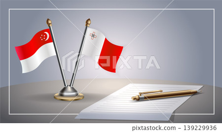 Small national flag of Singapore and Malta flag Relation, Template Vector Illustration Small national flag of Singapore and Malta flag Relation, Template Vector Illustration 139229936
