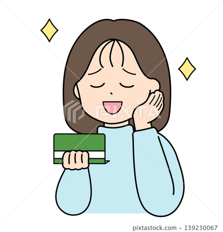 An illustration of a woman gazing admiringly at her savings passbook. An illustration of a woman gazing admiringly at her savings passbook. 139230067