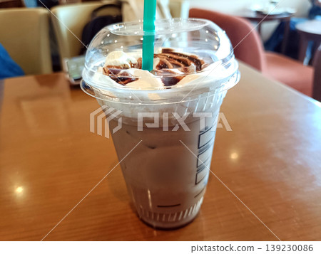 Cocoa drink with plenty of cream 139230086