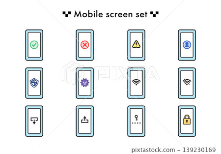 Smartphone screen illustration set (mobile, smartphone) Smartphone screen illustration set (mobile, smartphone) 139230169