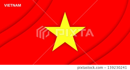 Paper cut flag of Vietnam, vector papercut national holiday banner with a large yellow star on red layered background. 3d paper cut effect for Vietnamese national holiday and patriotic celebrations 139230241