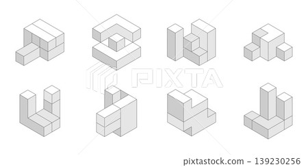 Engineering construction. Architectural project . Set of isometric figures. Vector illustration. Engineering construction. Architectural project . Set of isometric figures. Vector illustration. 139230256