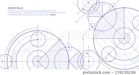 Engineering technologies. Technological drawing. Linear geometric drawing. Abstraction, Vector illustration. 139230286