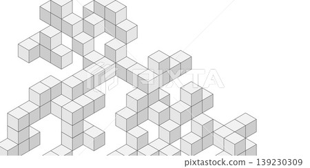 Isometric cubes. Linear geometric drawing. Abstract white background from cubes and lines. Vector illustration. Isometric cubes. Linear geometric drawing. Abstract white background from cubes and lines. Vector illustration. 139230309