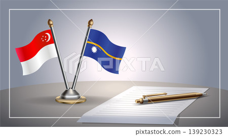 Small national flag of Singapore and Nauru flag Relation, Template Vector Illustration Small national flag of Singapore and Nauru flag Relation, Template Vector Illustration 139230323