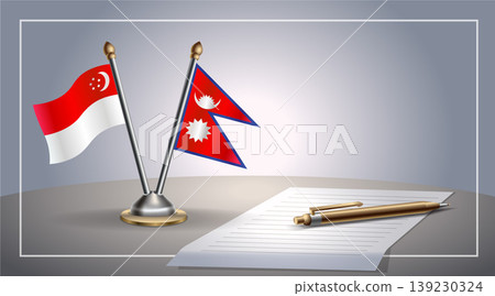 Small national flag of Singapore and Nepal flag Relation, Template Vector Illustration Small national flag of Singapore and Nepal flag Relation, Template Vector Illustration 139230324
