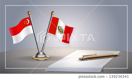 Small national flag of Singapore and Peru flag Relation, Template Vector Illustration Small national flag of Singapore and Peru flag Relation, Template Vector Illustration 139230341