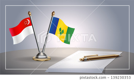 Small national flag of Singapore and ST. Vincent Grenadines flag Relation, Template Vector Illustration Small national flag of Singapore and ST. Vincent Grenadines flag Relation, Template Vector Illustration 139230353