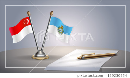 Small national flag of Singapore and San Marino flag Relation, Template Vector Illustration Small national flag of Singapore and San Marino flag Relation, Template Vector Illustration 139230354