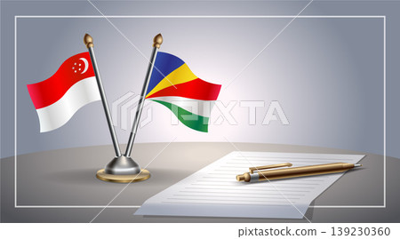 Small national flag of Singapore and Seychelles flag Relation, Template Vector Illustration Small national flag of Singapore and Seychelles flag Relation, Template Vector Illustration 139230360