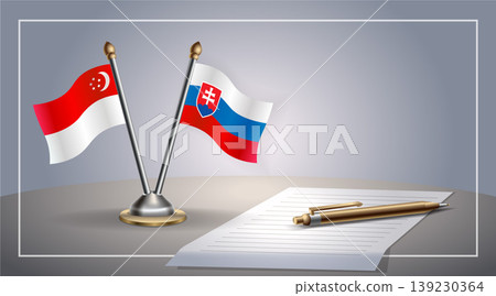 Small national flag of Singapore and Slovakia flag Relation, Template Vector Illustration 139230364