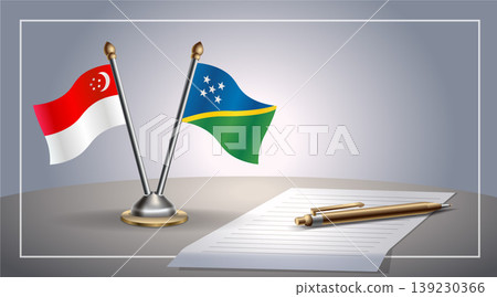 Small national flag of Singapore and Solomon Islands flag Relation, Template Vector Illustration Small national flag of Singapore and Solomon Islands flag Relation, Template Vector Illustration 139230366