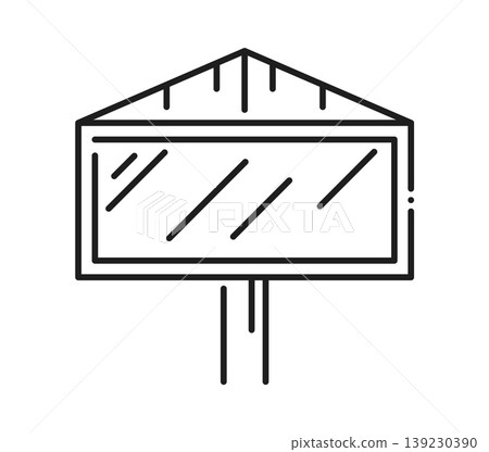 Exhibition ad billboard stand display line icon or pictogram. Trade show presentation billboard lineart icon, promo stand display outline vector symbol. Retail outdoor light box pictogram or sign Exhibition ad billboard stand display line icon or pictogram. Trade show presentation billboard lineart icon, promo stand display outline vector symbol. Retail outdoor light box pictogram or sign 139230390