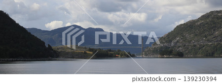 Lysefjord Bridge on a summer morning, Norway. Lysefjord Bridge on a summer morning, Norway. 139230394