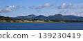 Blue sea, farm land and mountains in Rogaland, Norway. 139230419