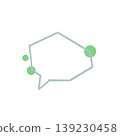 A speech bubble with a rough, angled green decoration. 139230458