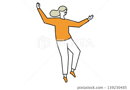 A woman dancing happily A woman dancing happily 139230485