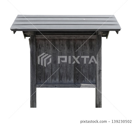An old Asian outdoor billboard made of darkened wood. An old Asian outdoor billboard made of darkened wood. 139230502