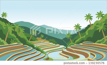 Flowing Paths Bali Rice Flat Design Illustration Flowing Paths Bali Rice Flat Design Illustration 139230576