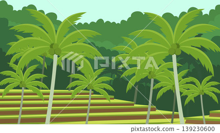 Palm Plains Bali Rice Flat Design Illustration 139230600