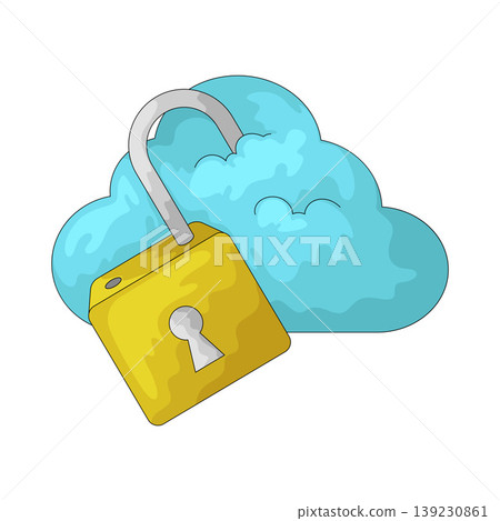 Illustration of cloud unlock Illustration of cloud unlock 139230861