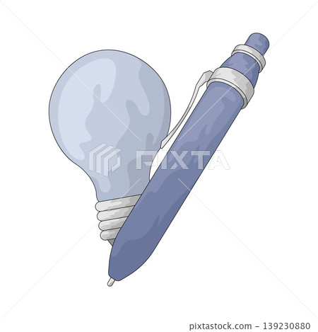 Illustration of Pen with Light Bulb 139230880