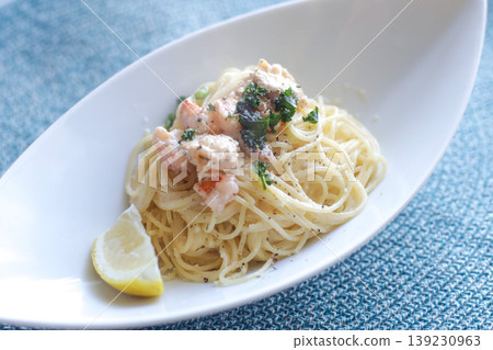 Shrimp and mentaiko cream pasta Shrimp and mentaiko cream pasta 139230963