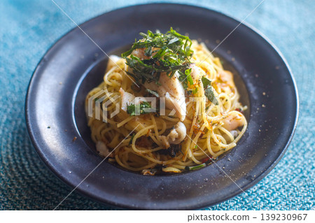 Squid and shiso peperoncino Squid and shiso peperoncino 139230967