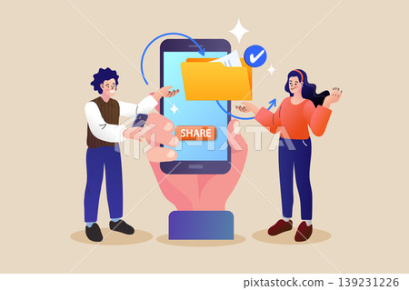 online file sharing and digital document transfer concept with people and smartphone online file sharing and digital document transfer concept with people and smartphone 139231226