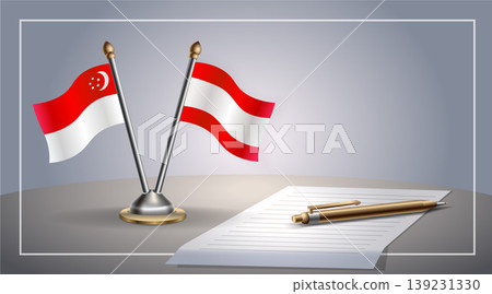 Small national flag of Singapore and Tahiti flag Relation, Template Vector Illustration Small national flag of Singapore and Tahiti flag Relation, Template Vector Illustration 139231330