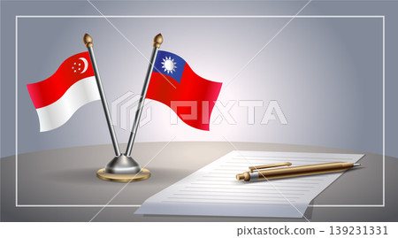 Small national flag of Singapore and Taiwan flag Relation, Template Vector Illustration Small national flag of Singapore and Taiwan flag Relation, Template Vector Illustration 139231331