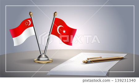 Small national flag of Singapore and Turkey flag Relation, Template Vector Illustration Small national flag of Singapore and Turkey flag Relation, Template Vector Illustration 139231340